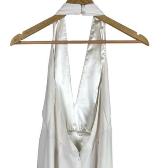 JILL JILL STUART V NECK PLEATED OFF WHITE GOWN - Picture 7 of 9